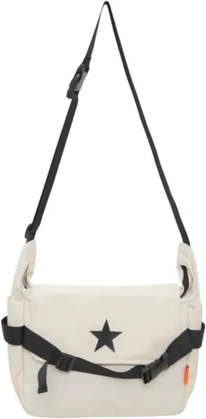 Y2K Aesthetic Crossbody Bag Star Pattern Grunge Messenger Bag Flap Zipper Closure Tote Bag Multipurpose Shoulder Bag
