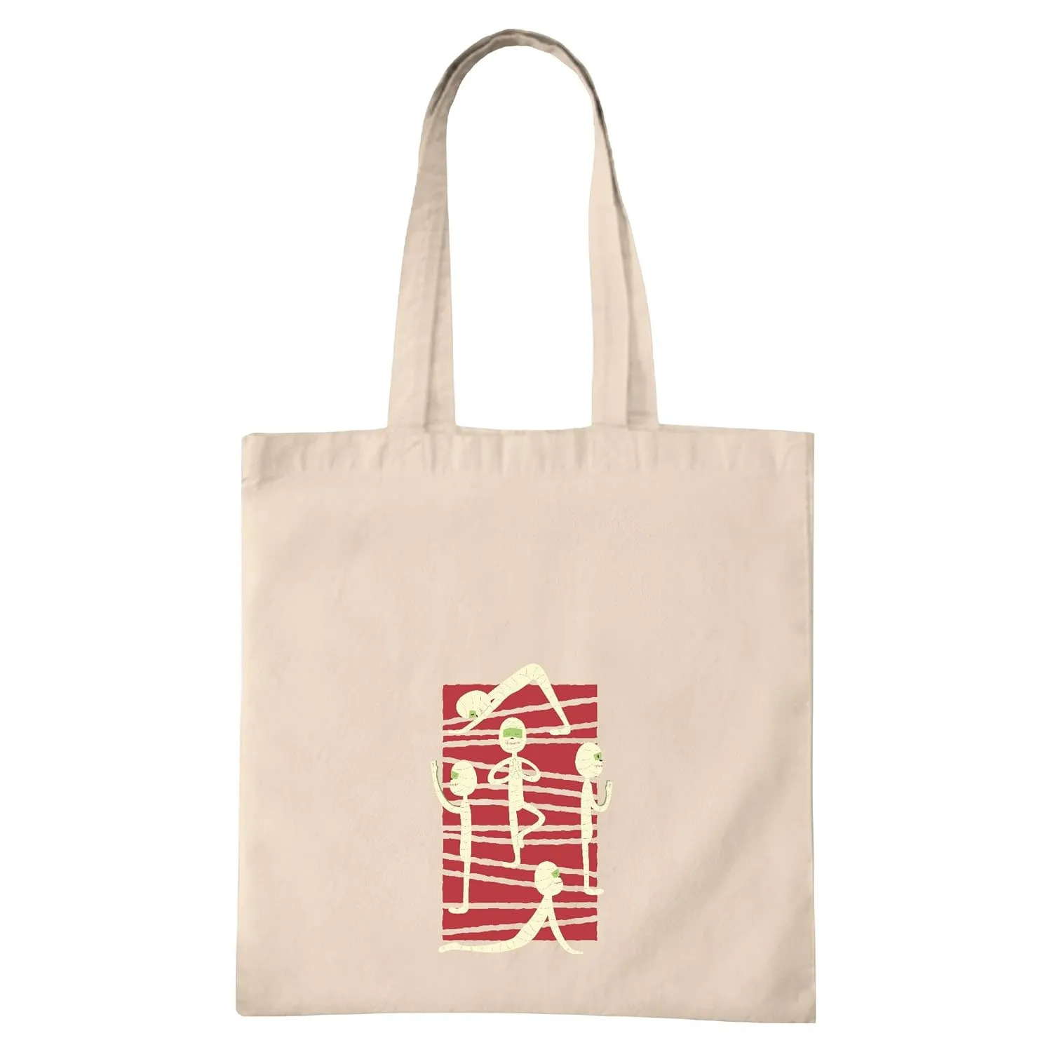 Yoga Gift for Moms 5 Yoga Poses Red Rectangle Design for Yoga Enthusiasts Natural White Multicolor Canvas Tote Bag