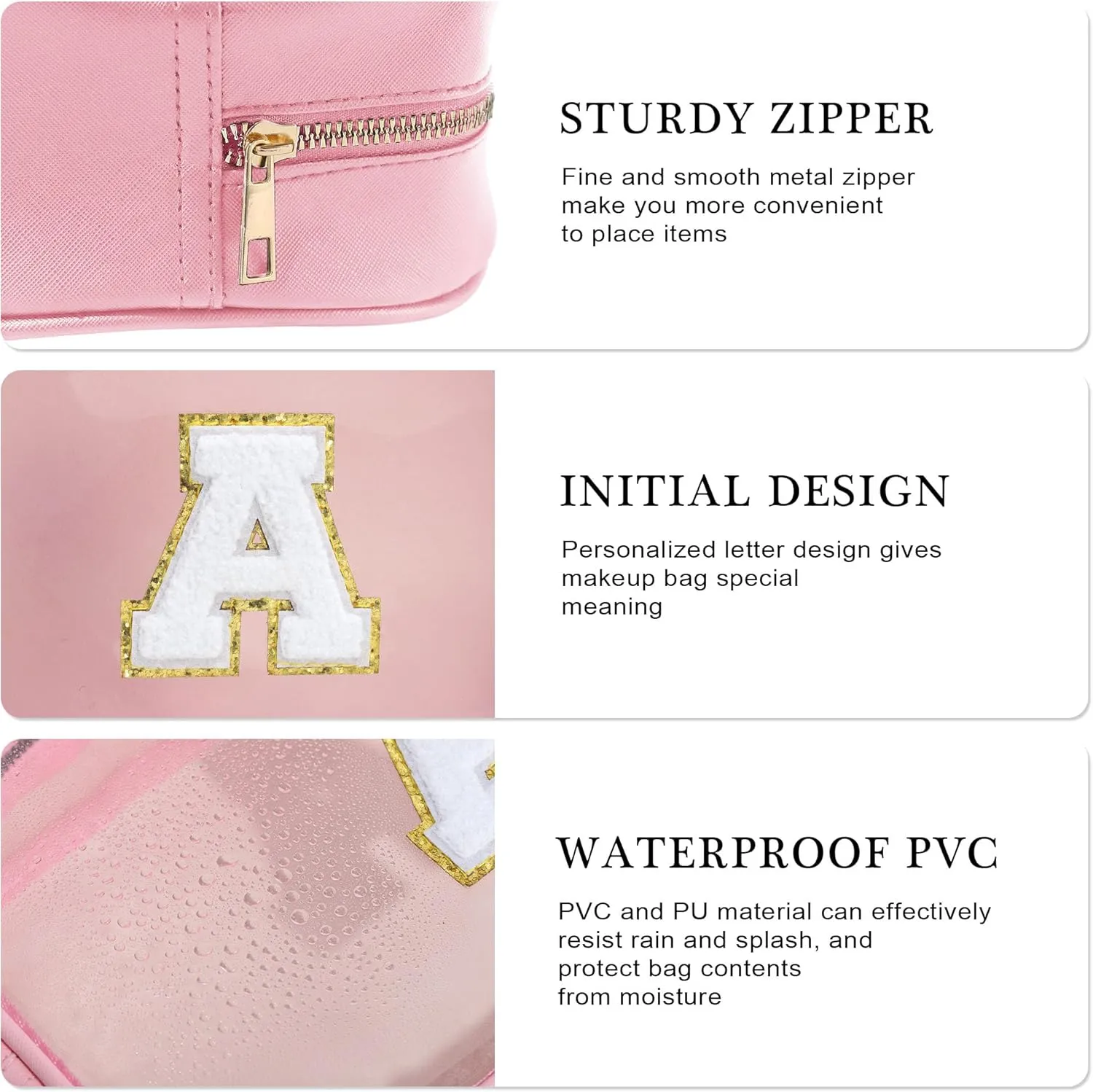 YOOLIFE Graduation Teacher Gifts Initial Clear Makeup Bag Birthday Gift Travel Toiletry Bag Preppy Cosmetic Bag Birthday Gift for Girls Kids Travel Essentials Clear Toiletry Bag A