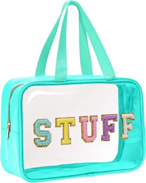 Yowivon Clear Beach Makeup Bag - Big Travel Skincare Toiletry Transparent Waterproof Large Cosmetic Sunscreen Stadium Stuff Bag for Women