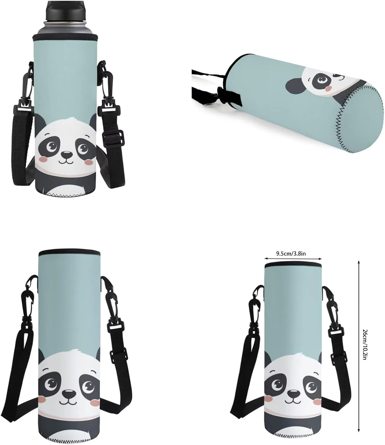 Ystardream Blue Panda Backpack with Lunch Box And Pencil Case,17 inch School Bags for Girls 7-10 Bookbag with Adjustable Straps,Lightweight,Large Capacity,Cute School Backpack for Kids
