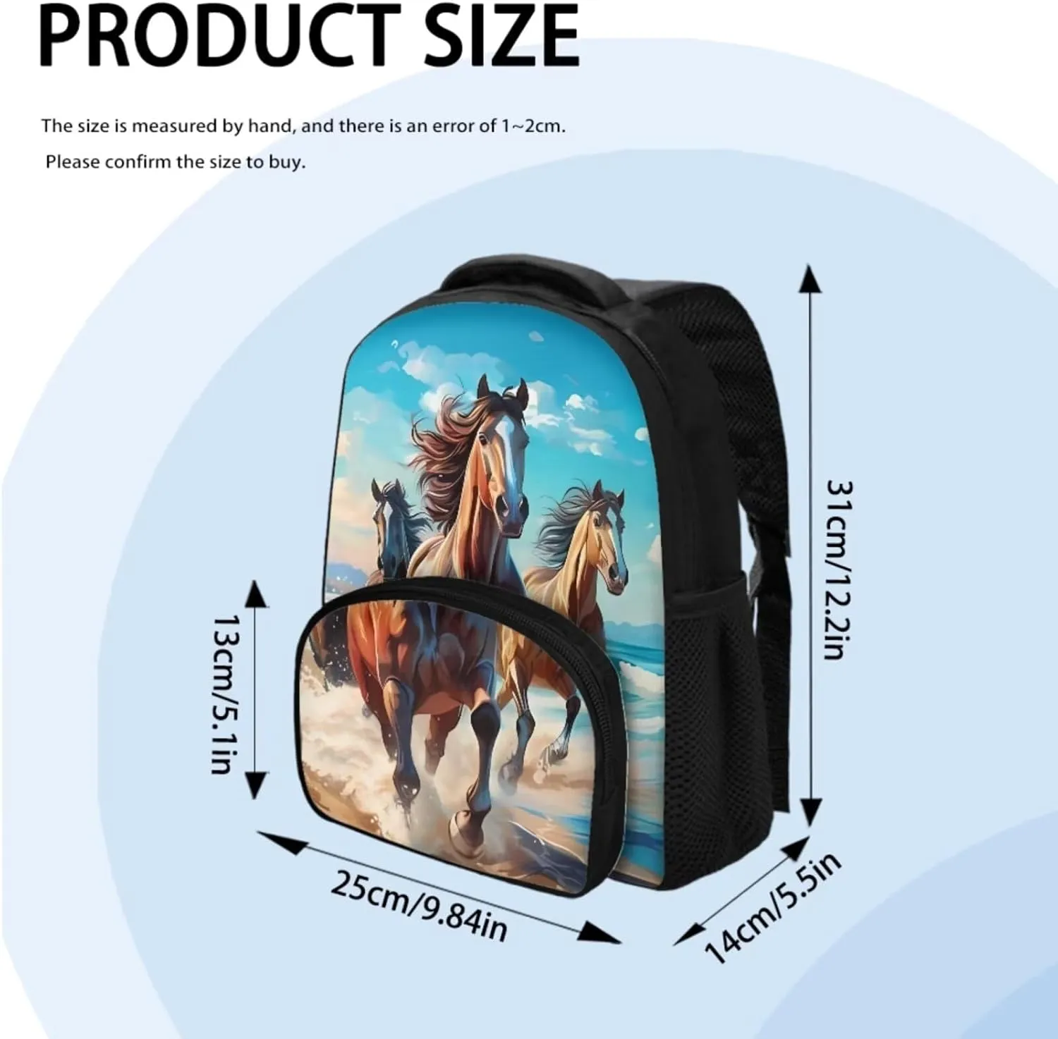 Ystardream Horse Backpack for Girls Bookbag for Girls with Lunch Box Toddler Girl Backpack School Bags Soft Cushion Shoulder Straps Rucksack Daypack 3 Piece Set School Bag School Supplies