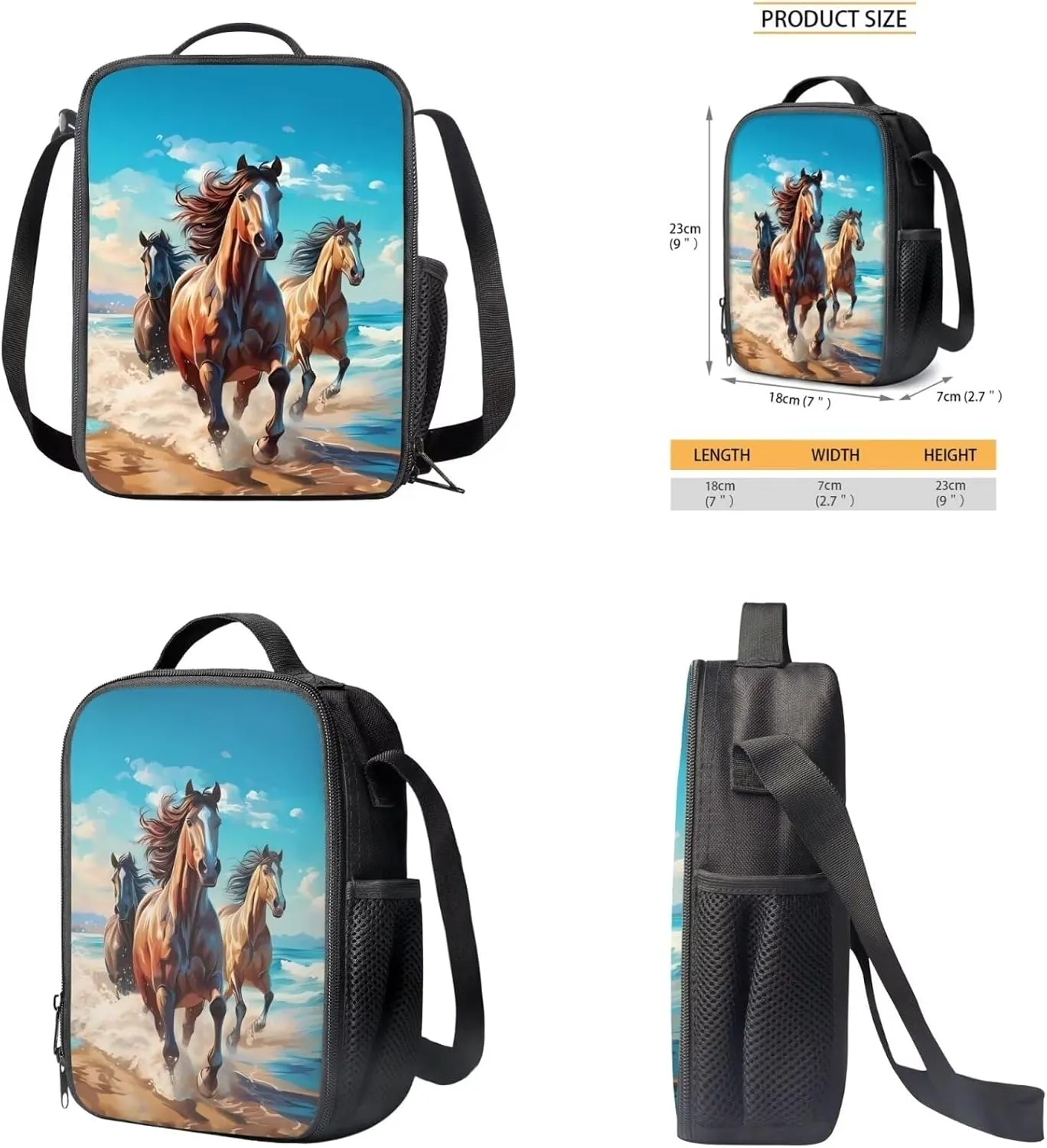 Ystardream Horse Backpack for Girls Bookbag for Girls with Lunch Box Toddler Girl Backpack School Bags Soft Cushion Shoulder Straps Rucksack Daypack 3 Piece Set School Bag School Supplies