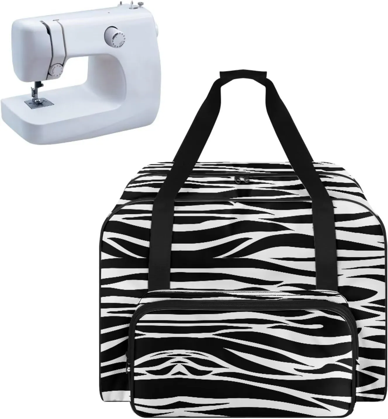 Zebra-Stripe Sewing Machine Case - Universal Sewing Machine Carrying Bag with Storage Pockets Compatible with Multiple Sewing Machines, Measuring 20" x 10" x 13" Sewing Machine Case
