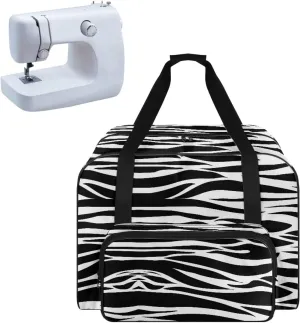 Zebra-Stripe Sewing Machine Case - Universal Sewing Machine Carrying Bag with Storage Pockets Compatible with Multiple Sewing Machines, Measuring 20" x 10" x 13" Sewing Machine Case