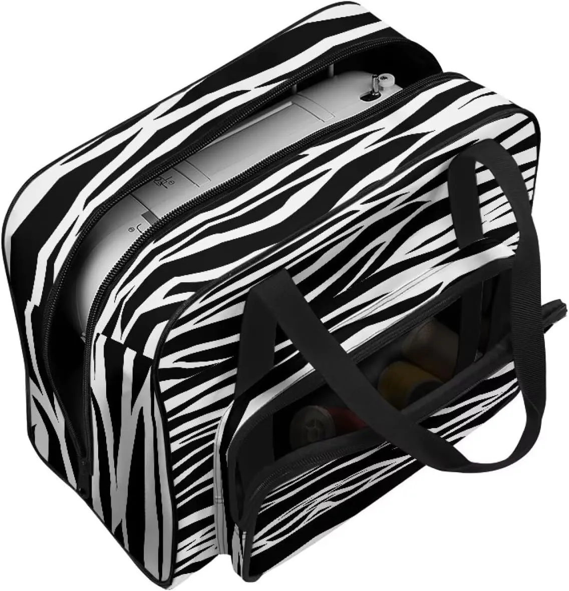 Zebra-Stripe Sewing Machine Case - Universal Sewing Machine Carrying Bag with Storage Pockets Compatible with Multiple Sewing Machines, Measuring 20" x 10" x 13" Sewing Machine Case
