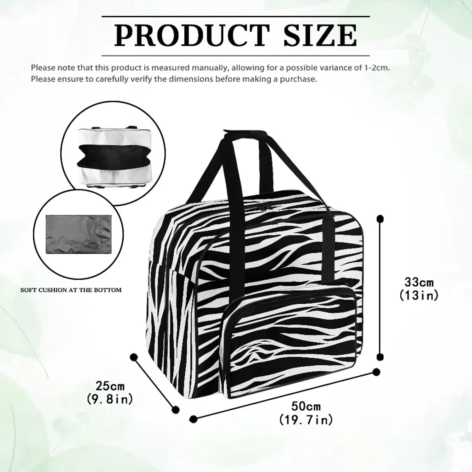 Zebra-Stripe Sewing Machine Case - Universal Sewing Machine Carrying Bag with Storage Pockets Compatible with Multiple Sewing Machines, Measuring 20" x 10" x 13" Sewing Machine Case
