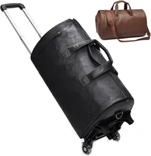 Zentotex Foldable Travel Bag, Zentotex Deluxe Foldable Travel Bag, High Capacity Folding Suit Luggage (Black(with wheels))