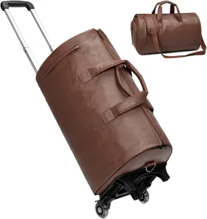 Zentotex Foldable Travel Bag, Zentotex Deluxe Foldable Travel Bag, High Capacity Folding Suit Luggage (BROWN(with wheels))