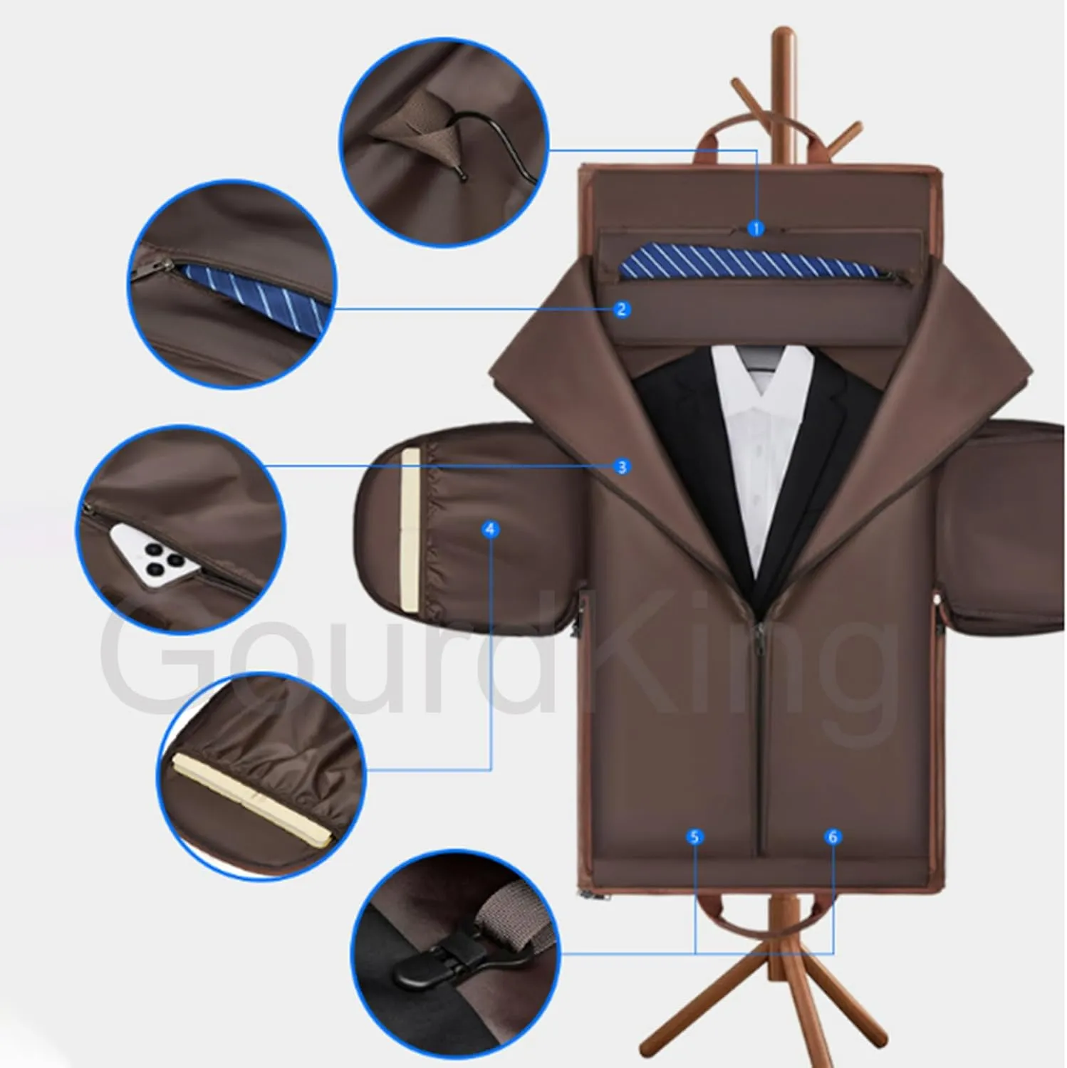 Zentotex Foldable Travel Bag, Zentotex Deluxe Foldable Travel Bag, High Capacity Folding Suit Luggage (BROWN(with wheels))