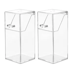 Zerodeko 2Pcs Acrylic Makeup covered makeup brush holder with lid clear makeup organizer cosmetic brush holder with lid cosmetic brush storage box desktop storage organizer acrylic desk organizer pen