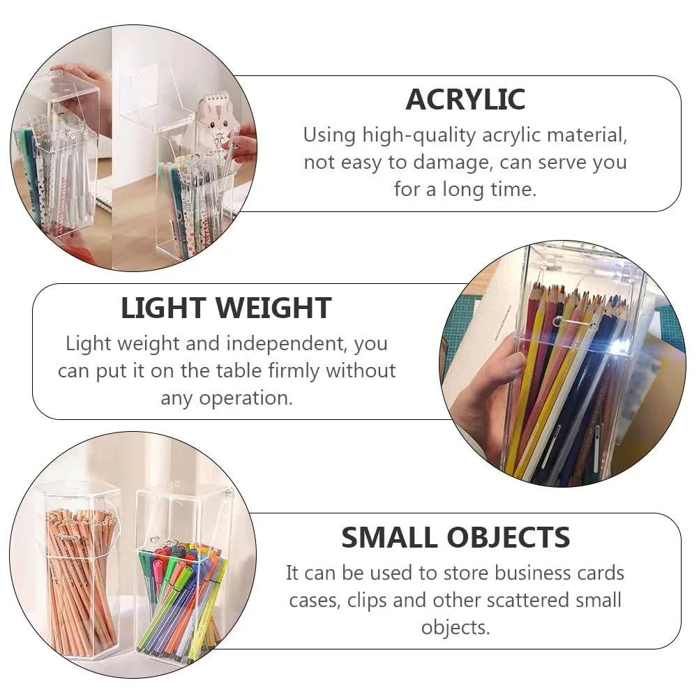 Zerodeko 2Pcs Acrylic Makeup covered makeup brush holder with lid clear makeup organizer cosmetic brush holder with lid cosmetic brush storage box desktop storage organizer acrylic desk organizer pen