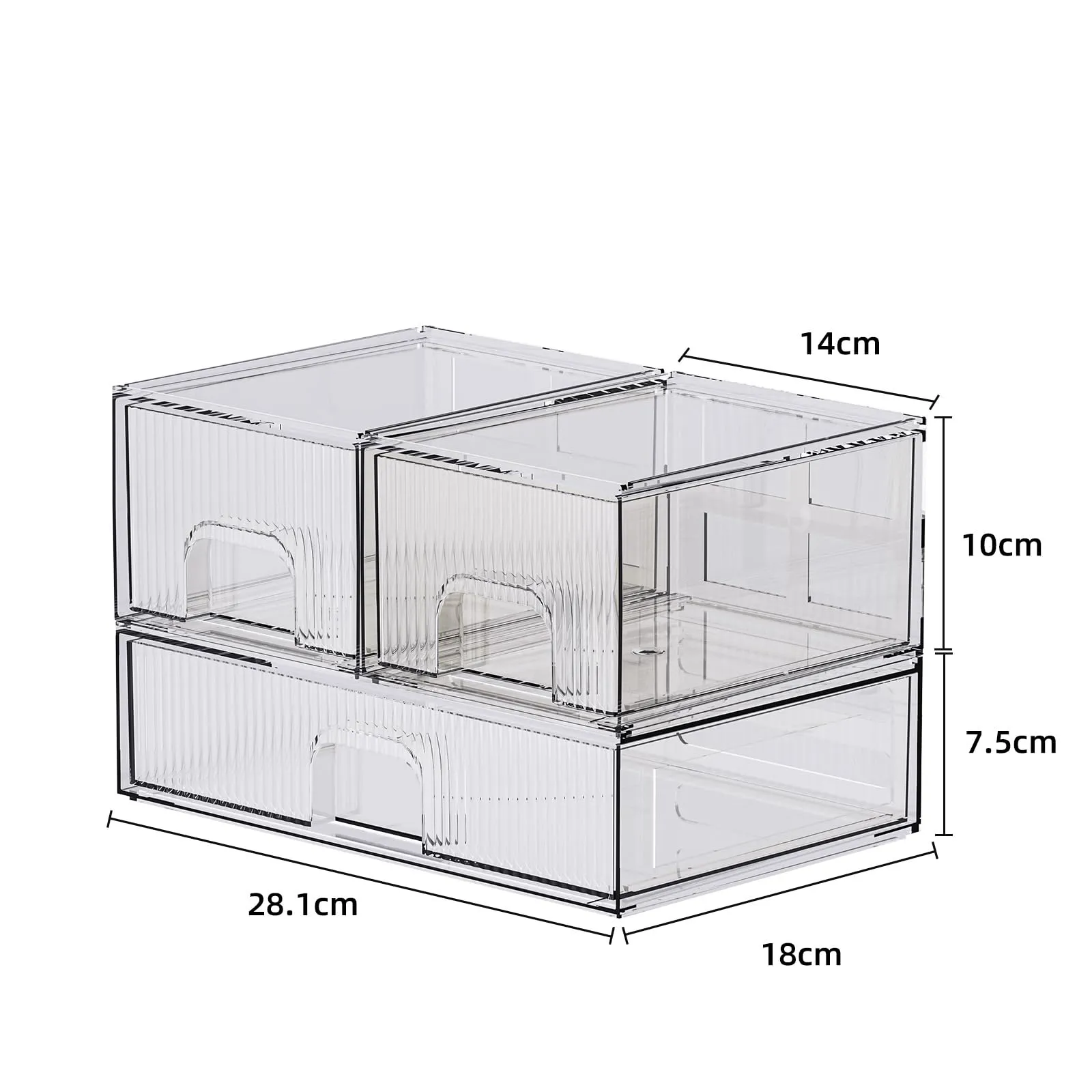 ZHIAI 3 Pack Clear Stackable Cosmetic Organizer with Acrylic Drawers for Cosmetics and Small Items for Dresser, Vanity, Kitchen Cabinet, Pantry, Home Organization and Storage