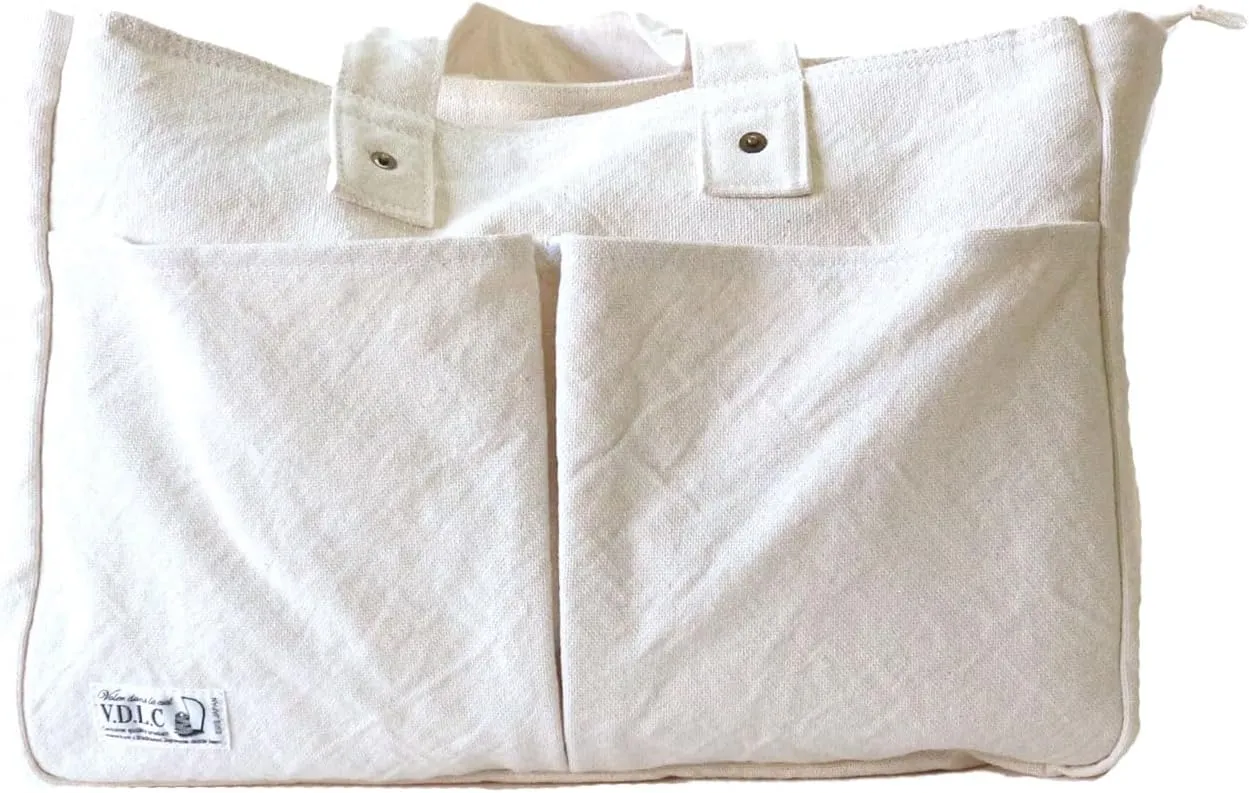 ZIP BOX Tote Bag Cotton100% Canvas Zipper Fastener japan Washable Outer Pocket Sholder hand Bag (VC-24)