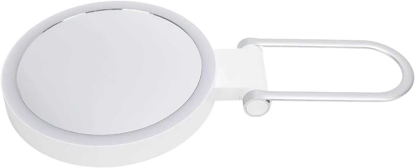 ZJchao Travel Makeup Mirror with Light White Stand Adjustable Angle Magnifying Mirror Double Sided Magnification for Home Travel (20X)